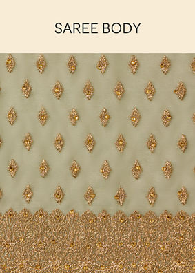 Pistachio Green Diamond Patterned Saree image number 4